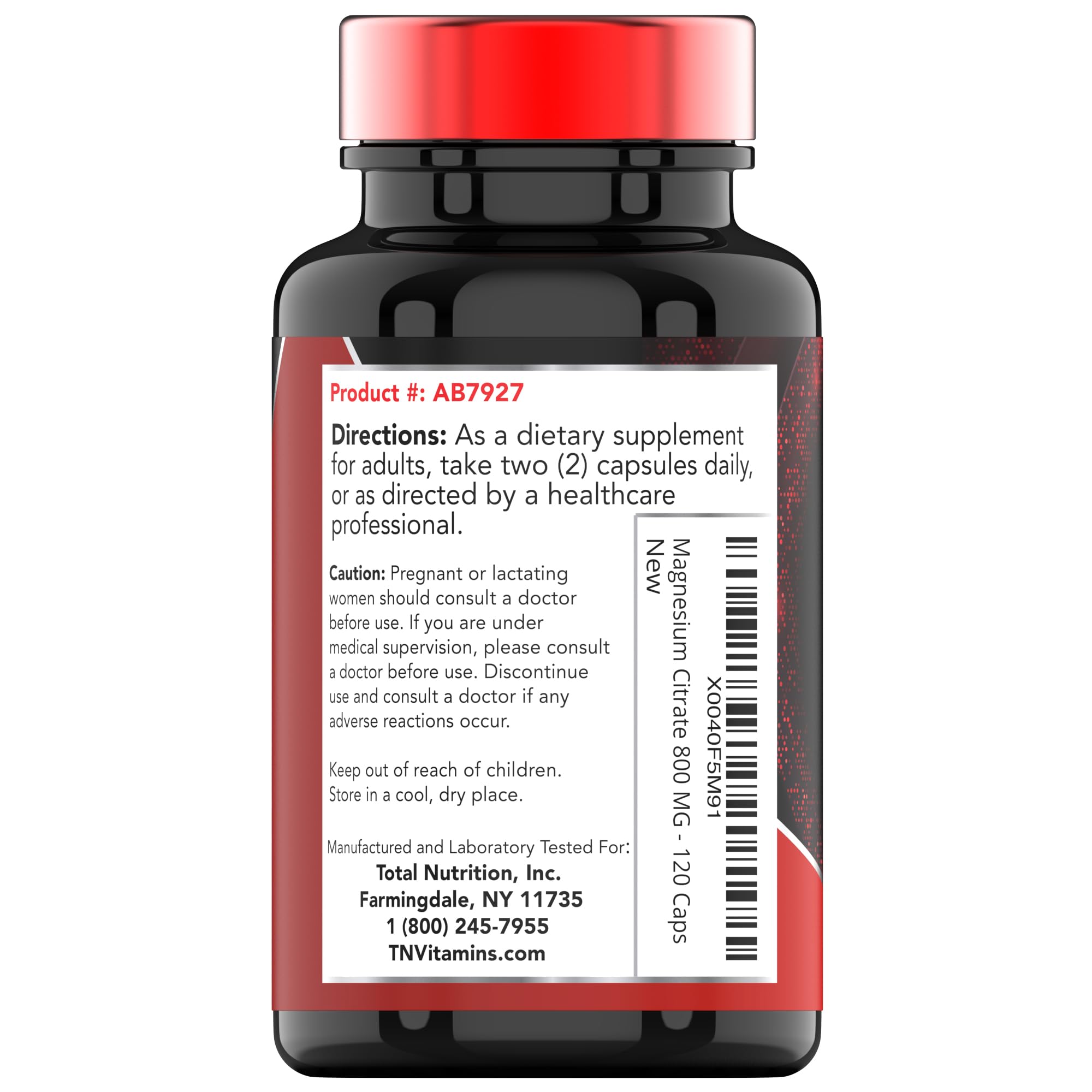 Magnesium Citrate Capsules label - Citrato de Magnesio