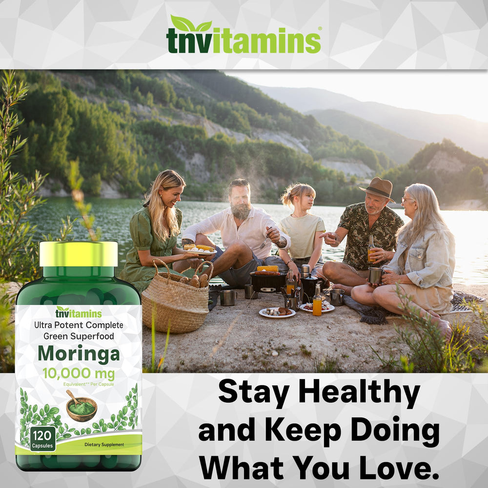 Vitamin and mineral content illustration for Moringa capsules