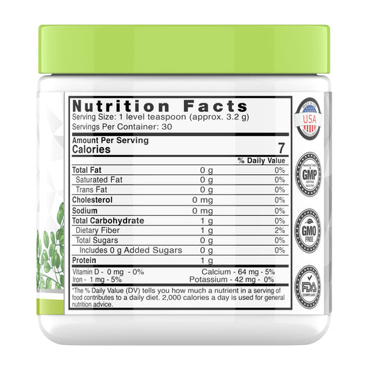 Front label of tnvitamins Organic Moringa Powder container