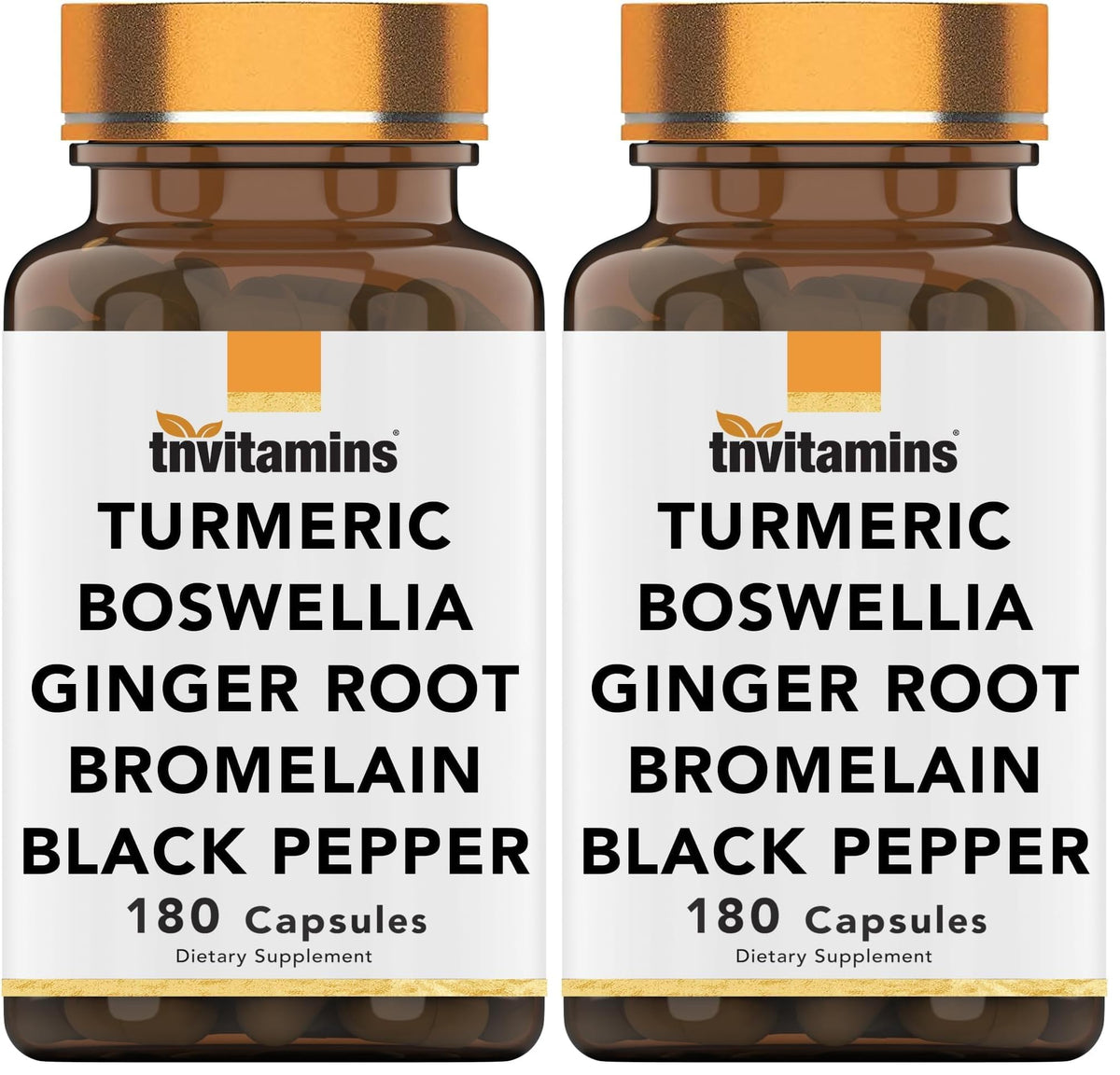 tnvitamins Joint-Ease Turmeric & Boswellia Complex bottle 180 capsules – USA-made, pack of 2