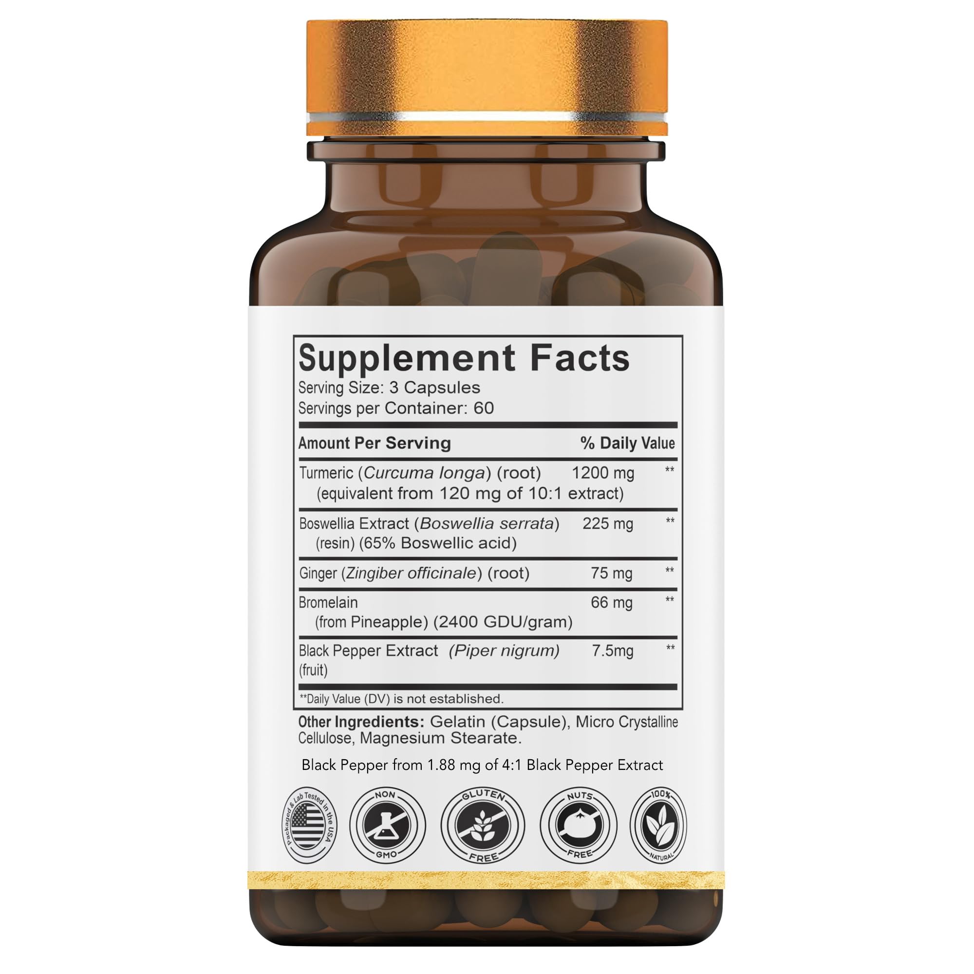 Close-up of Joint-Ease label showing 180 capsules per bottle