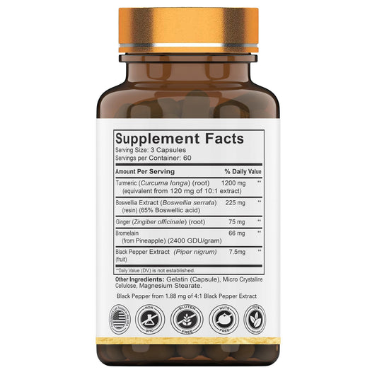 Close-up of Joint-Ease label showing 180 capsules per bottle