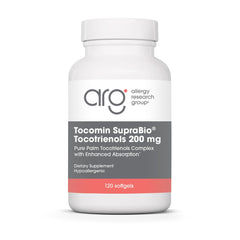 Front view of the Allergy Research Group Tocomin SupraBio Tocotrienols bottle (120 count)