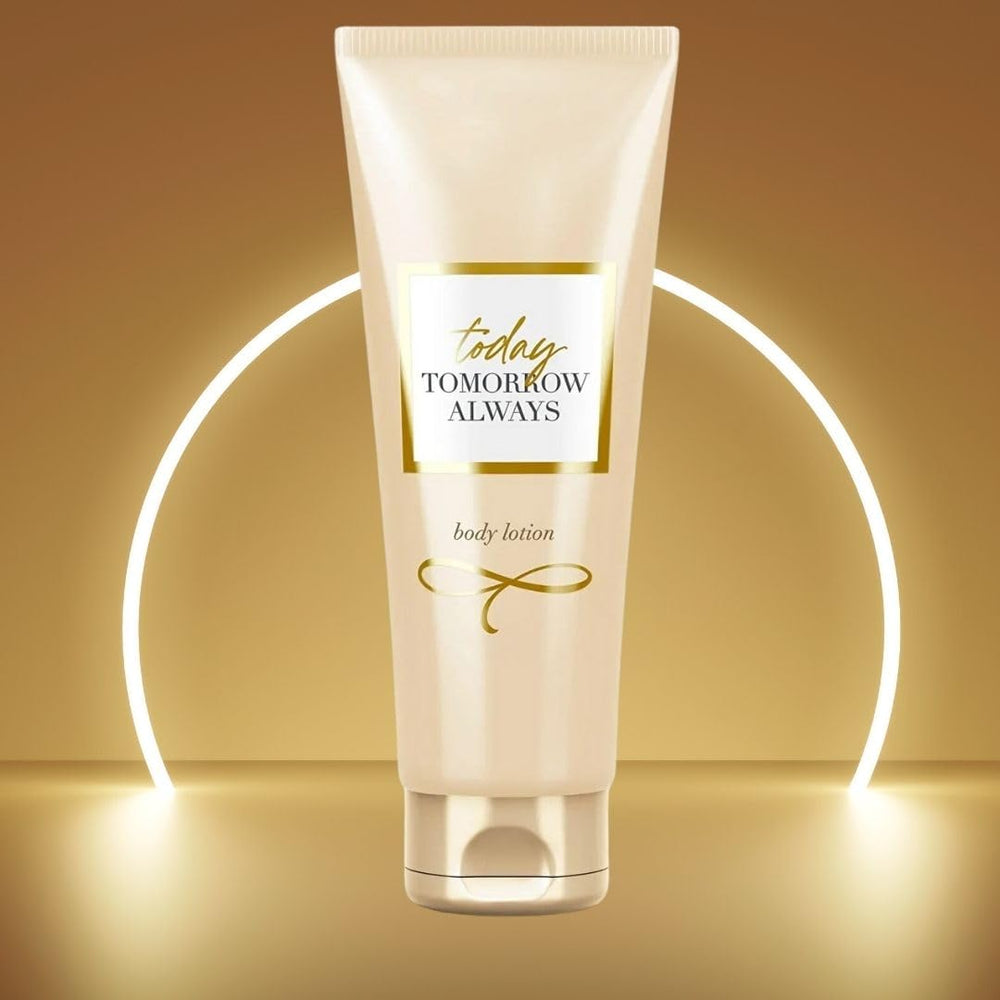 Today Tomorrow Always packaging 4oz bottle showcases compact luxury.