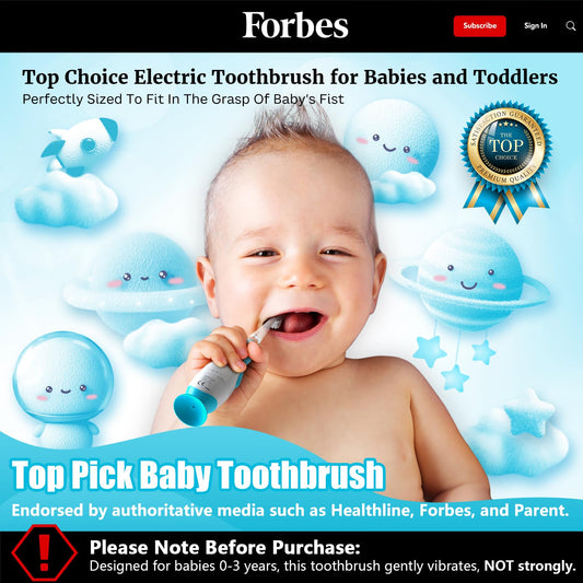 Blue astronaut cover toddler electric toothbrush angled view