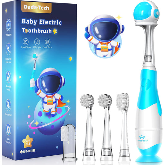 Blue astronaut cover toddler electric toothbrush front view