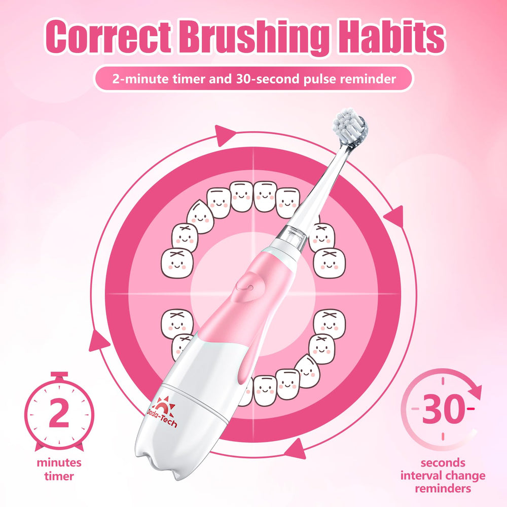 IPX7 waterproof pink toddler toothbrush with case