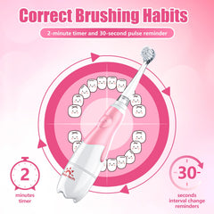 IPX7 waterproof pink toddler toothbrush with case