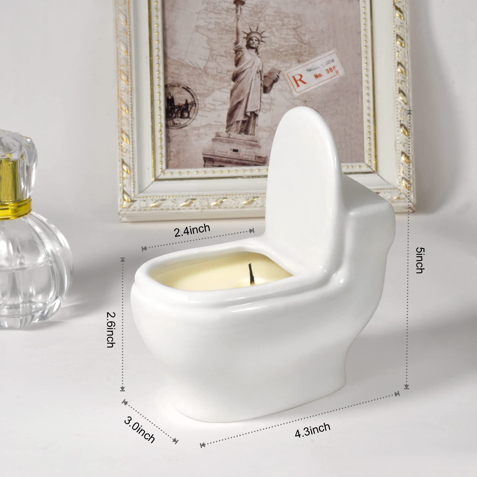 Unlit toilet-shaped candle in a home setting