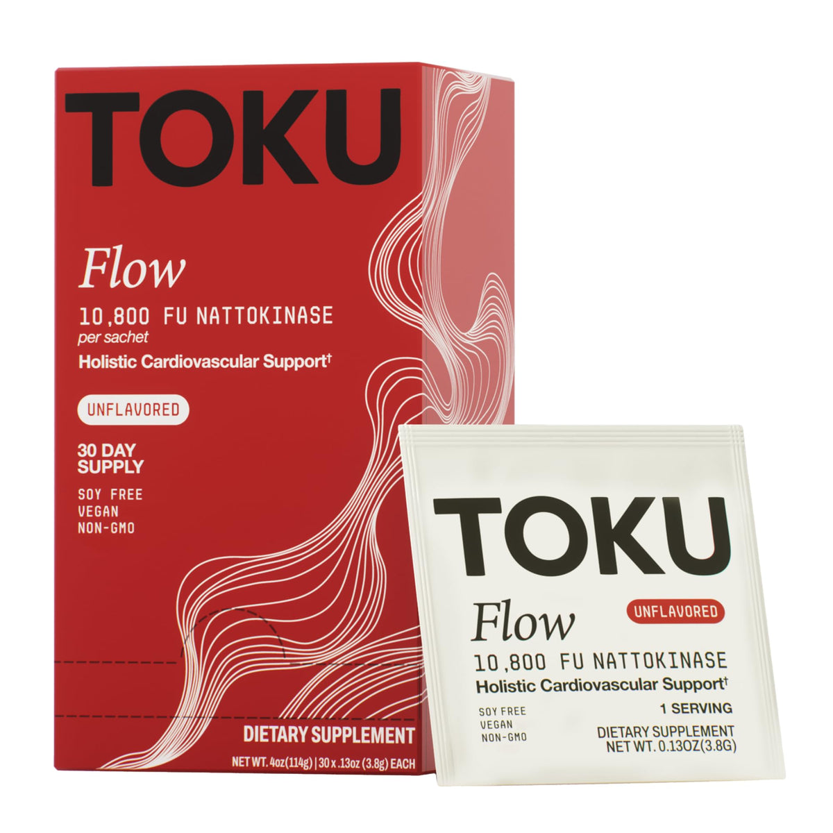 Front of Toku Flow packaging with chocolate flavor