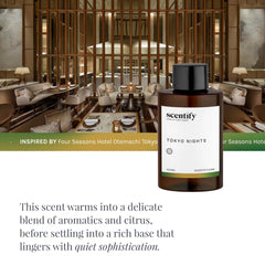 Relaxing home spa scene with Tokyo Nights diffuser oil
