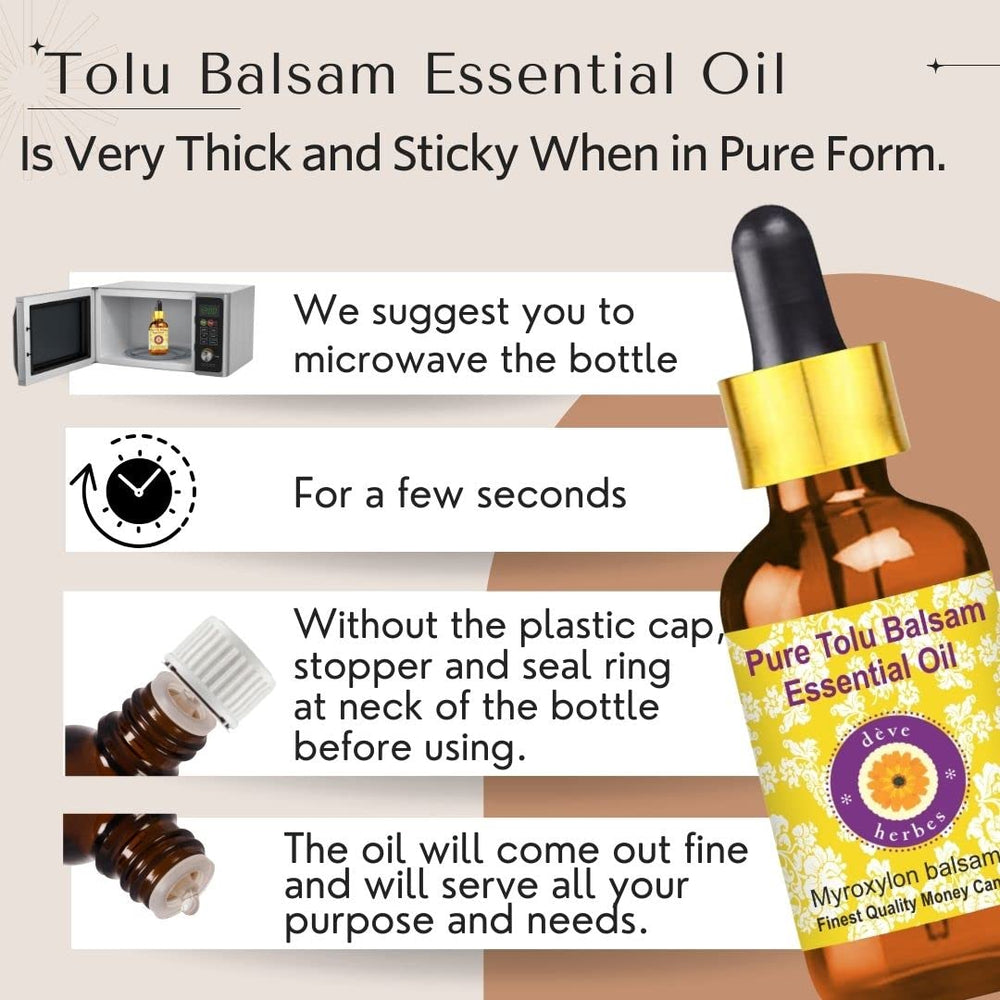 Tolu Balsam essential oil in amber glass bottle with dropper