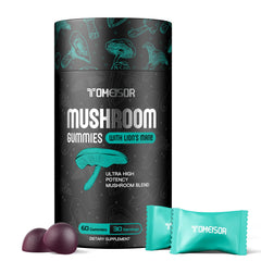 Front view of TOMEISOR Mushroom Gummies for Adults bottle