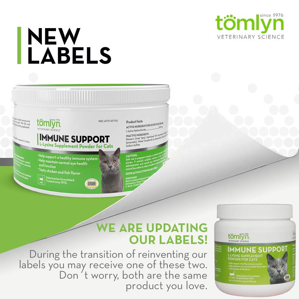 Product shot of Tomlyn immune support powder for cats
