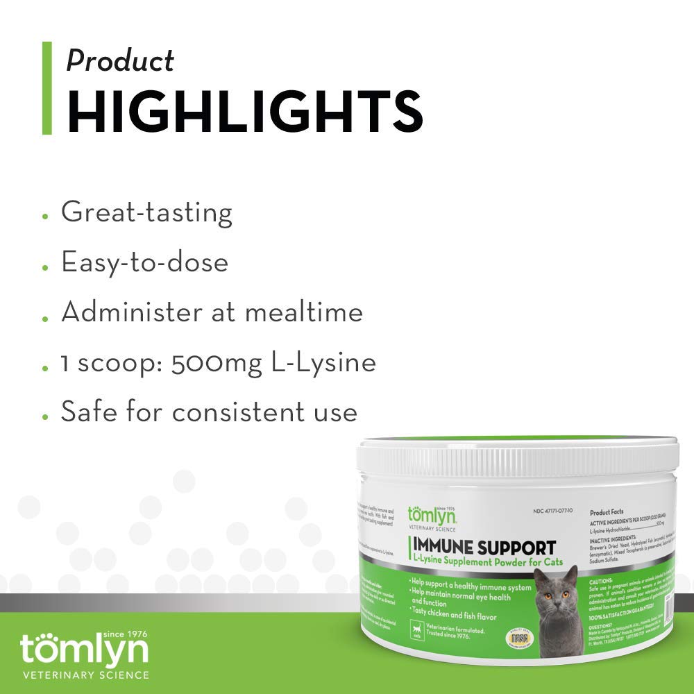 Tomlyn L-Lysine powder packaging 3.5oz