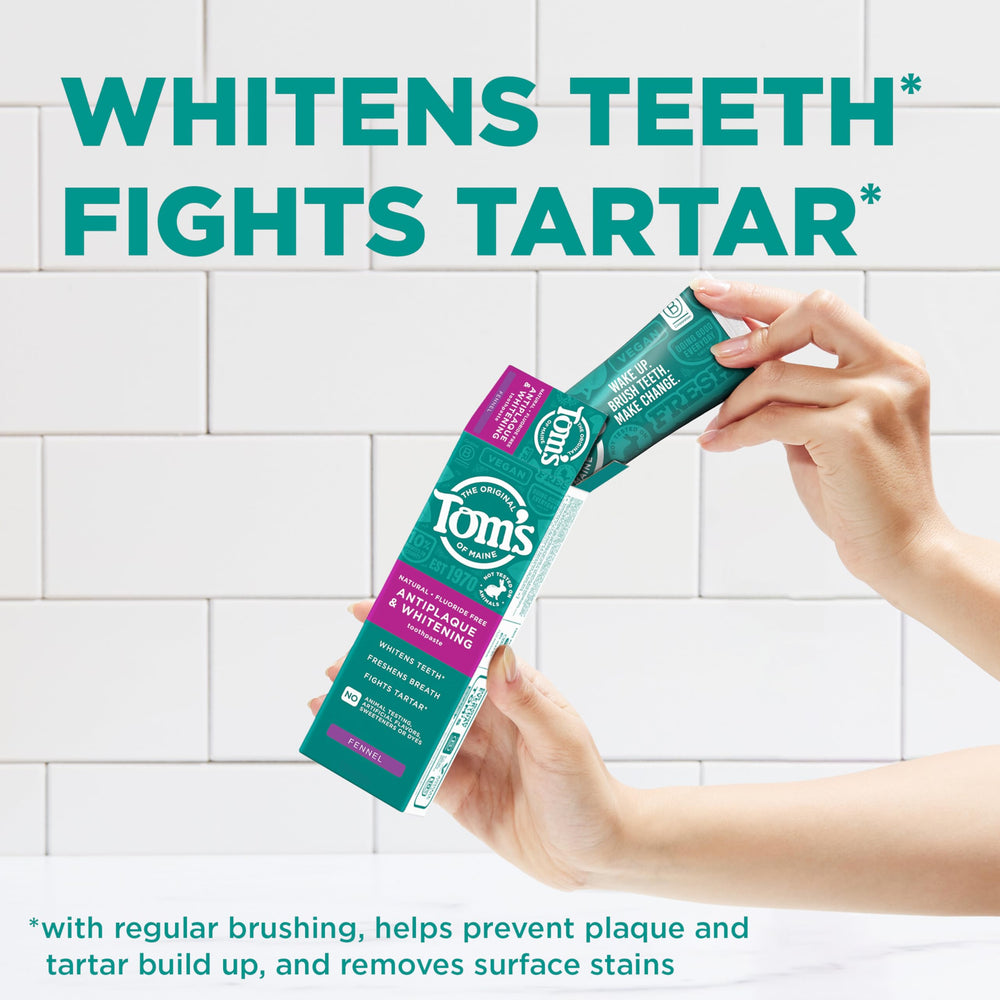 Three-pack packaging for Tom’s of Maine toothpaste fennel flavor