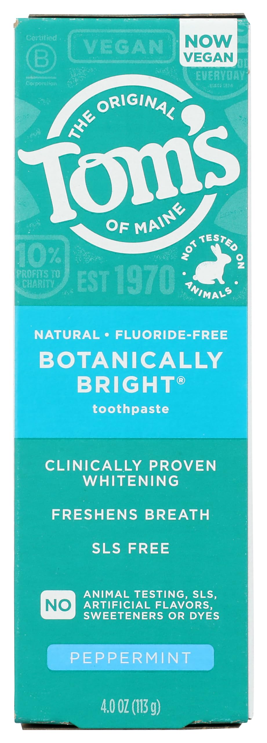Toms of Maine Botanically Bright Peppermint toothpaste 4 oz tube