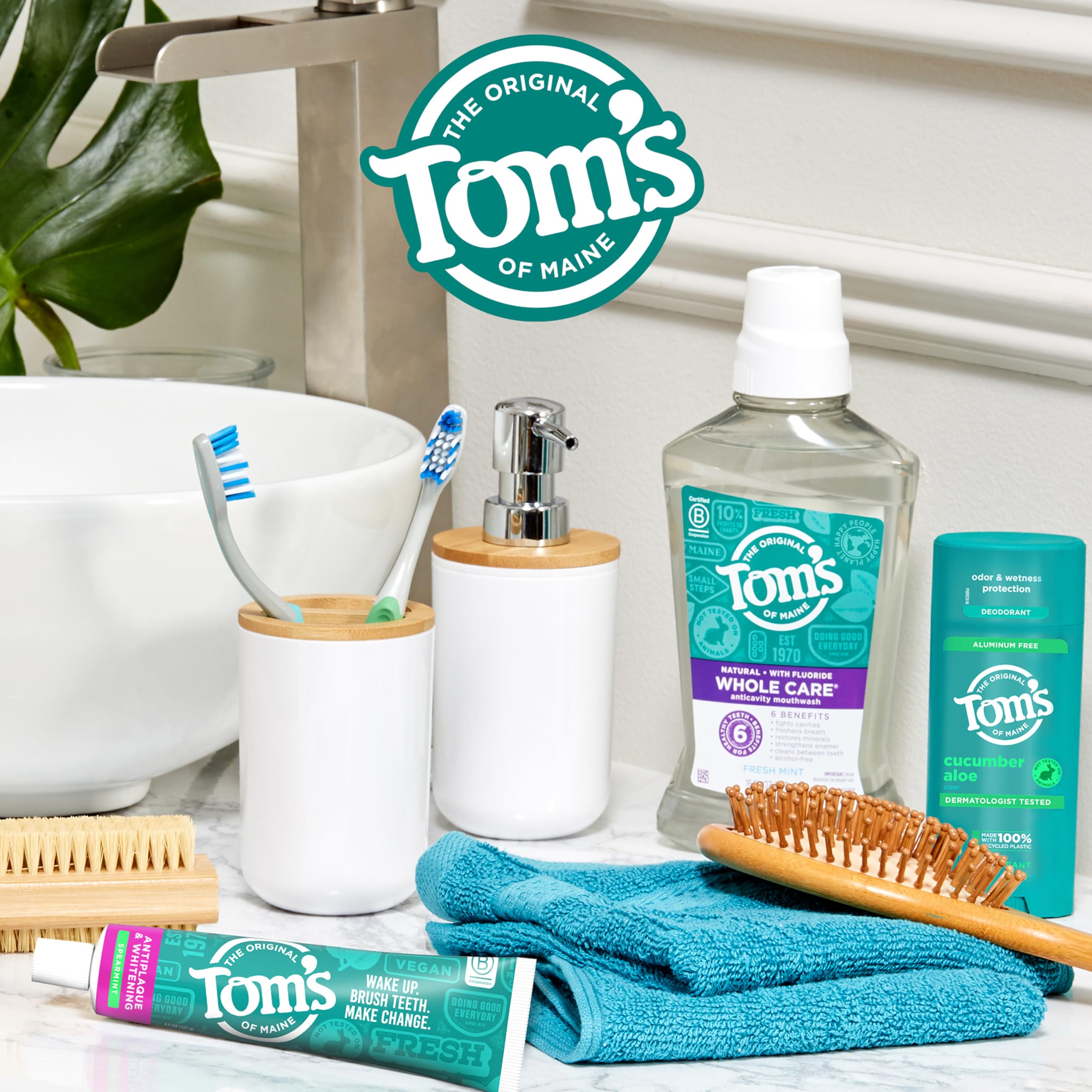 Cruelty-free and dye-free labeling on Tom’s of Maine toothpaste
