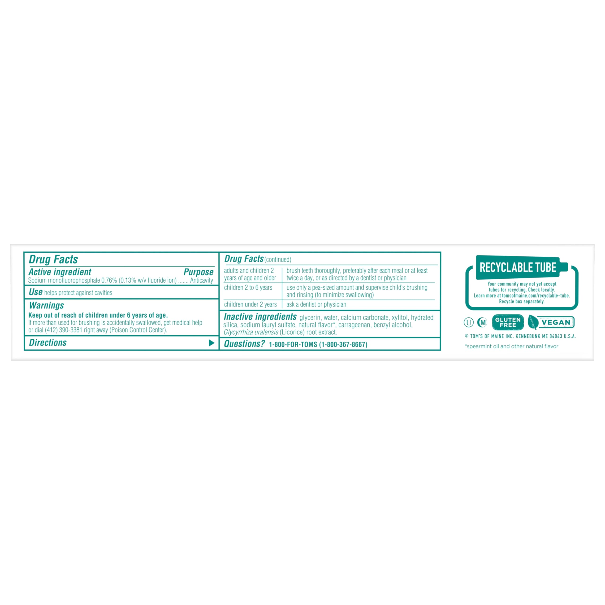 Eco-friendly packaging for Tom's of Maine toothpaste