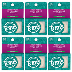 Tom's of Maine Spearmint Waxed Antiplaque Floss packaging and six 32-yard packs
