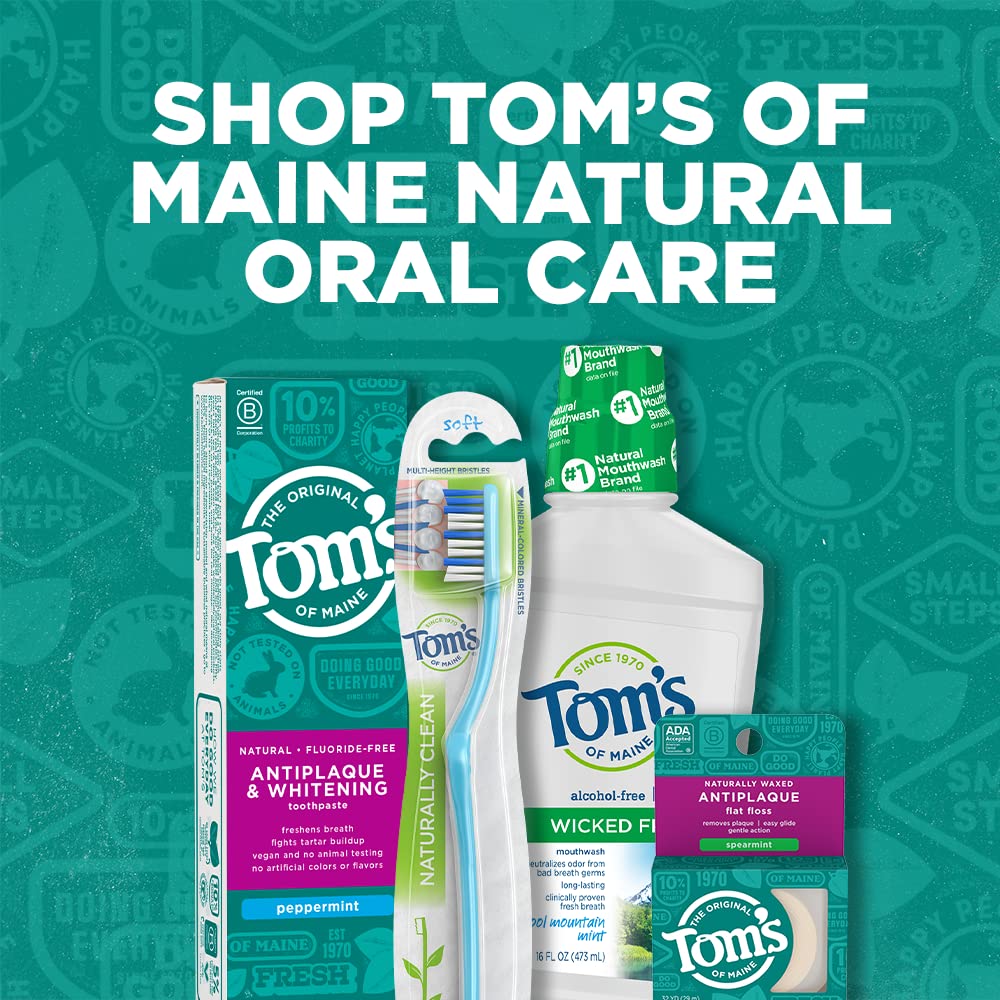 Tom's of Maine logo with floss packaging