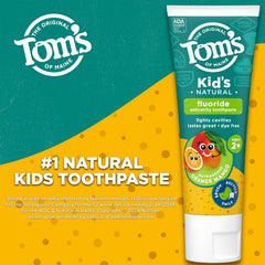 Back view of Tom's of Maine Kids 3-pack toothpaste packaging
