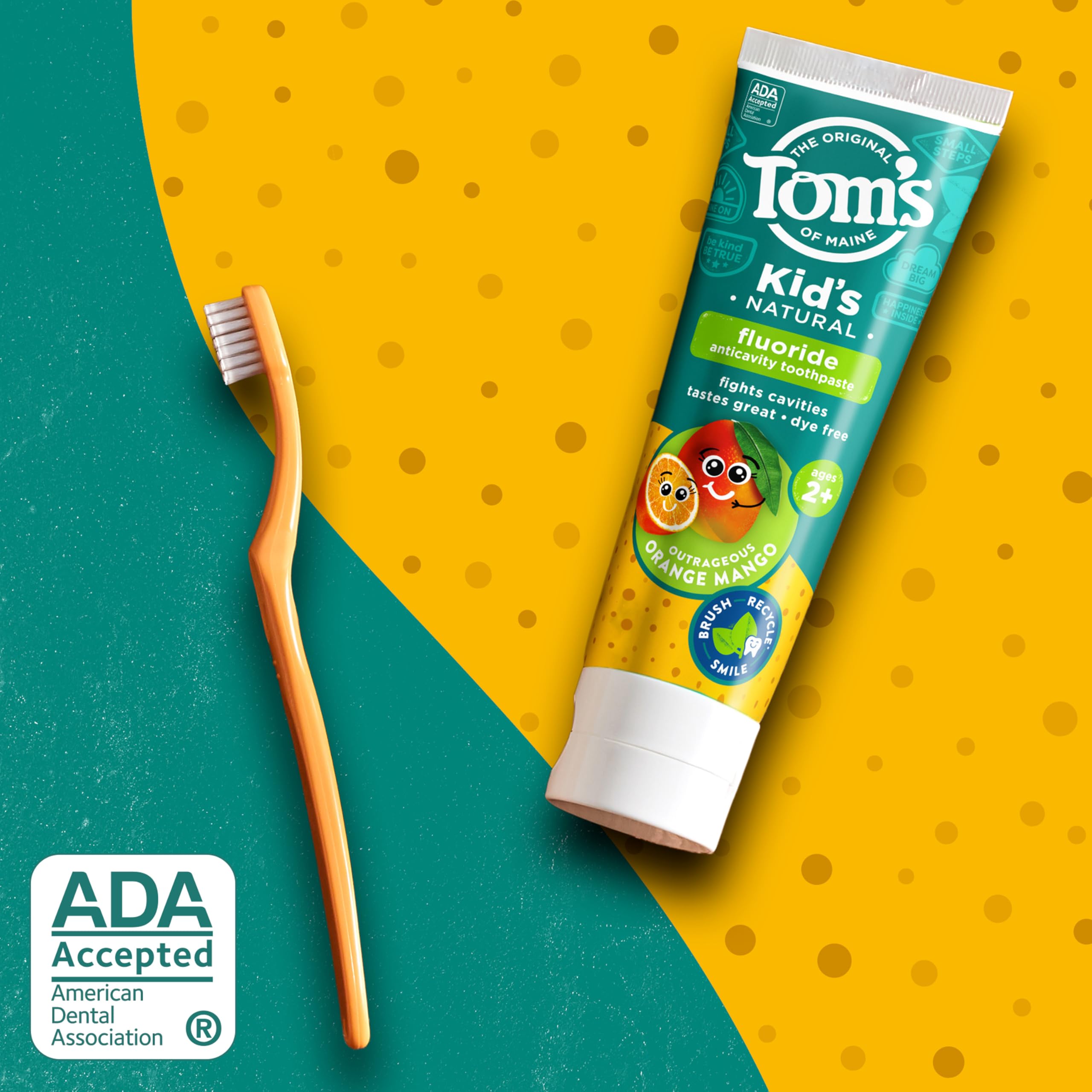 Close-up of Tom's of Maine kids toothpaste tube