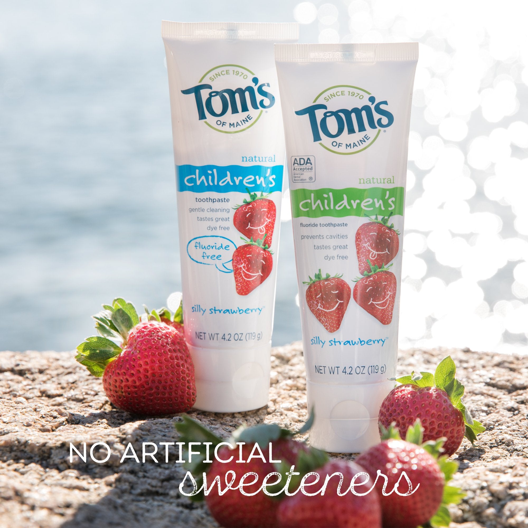 Tom's of Maine toothpaste for kids showing calcium and silica