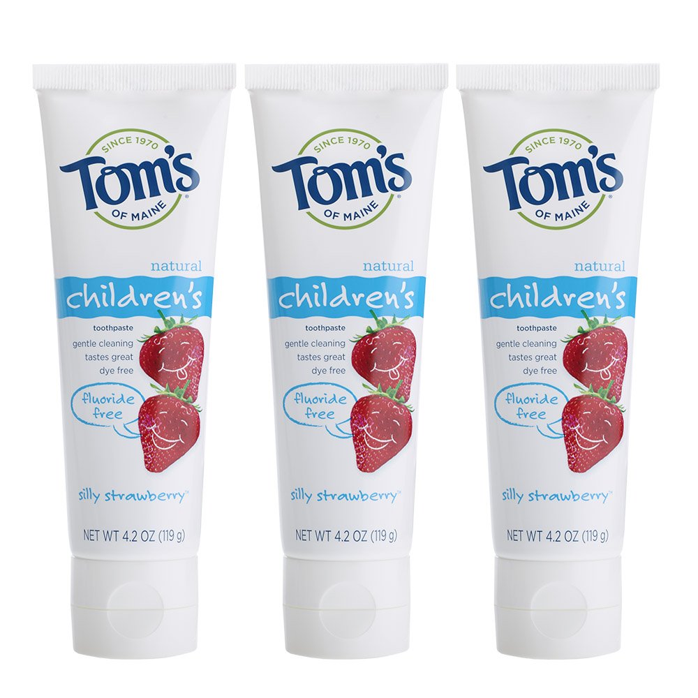 Three-pack Tom's of Maine Silly Strawberry fluoride-free toothpaste