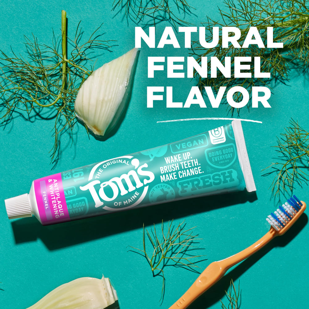 Natural ingredients list on Tom’s of Maine toothpaste label