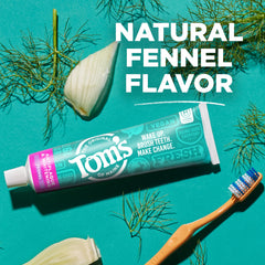 Natural ingredients list on Tom’s of Maine toothpaste label