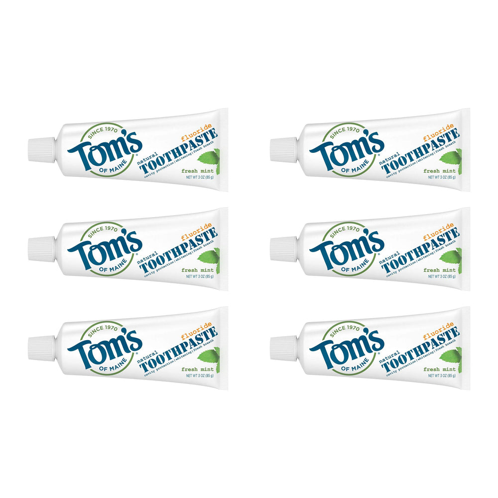 Tom's of Maine Fresh Mint travel-size toothpaste tubes, 3 oz each