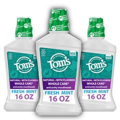 Tom's of Maine Whole Care Mouthwash Fresh Mint bottle with label