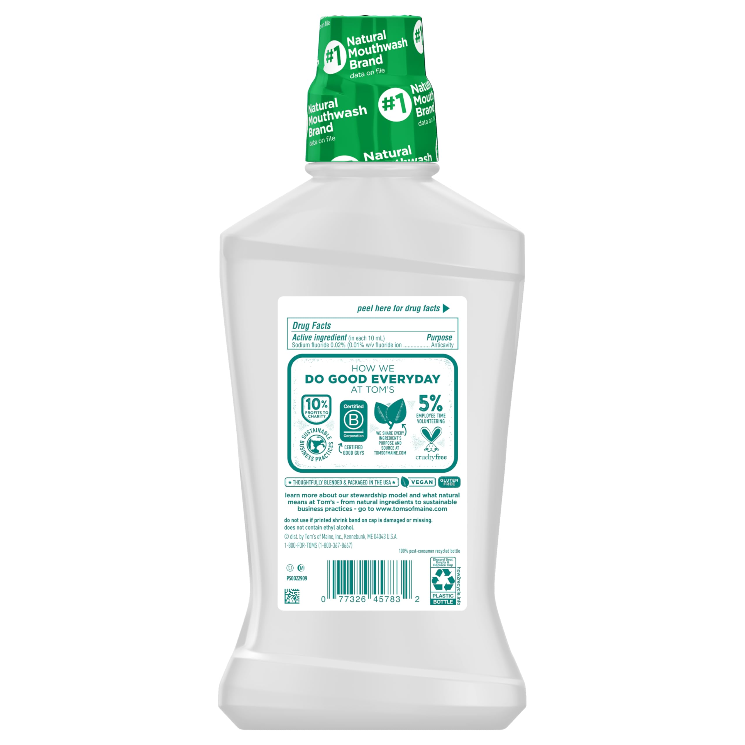Product photography setup featuring Tom's of Maine Whole Care Mouthwash
