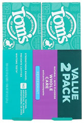 Two tubes of Tom's of Maine Whole Care Peppermint toothpaste