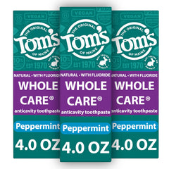 Tom's of Maine Whole Care Peppermint toothpaste 4 oz 3-pack front view