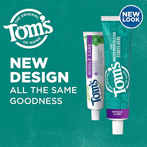 Back view of Tom's of Maine Whole Care Wintermint 3-pack with product details