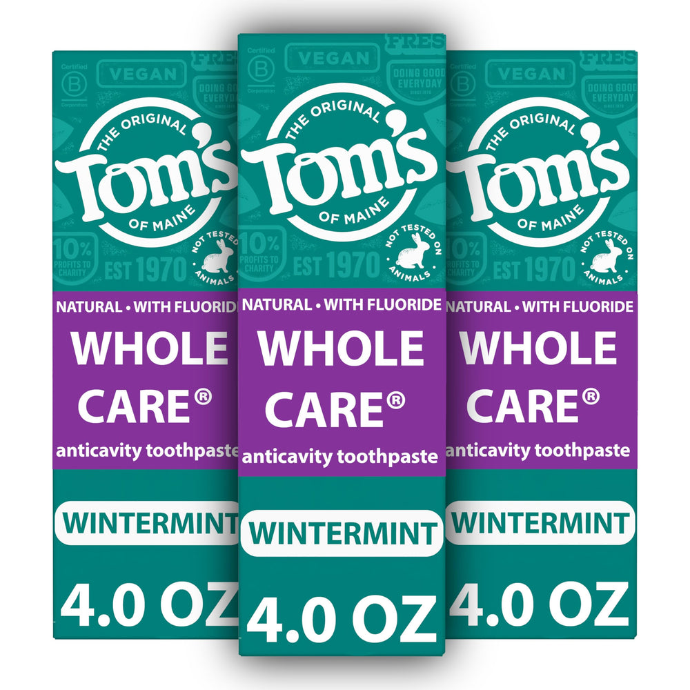 Front view of Tom's of Maine Whole Care Wintermint 3-pack toothpaste
