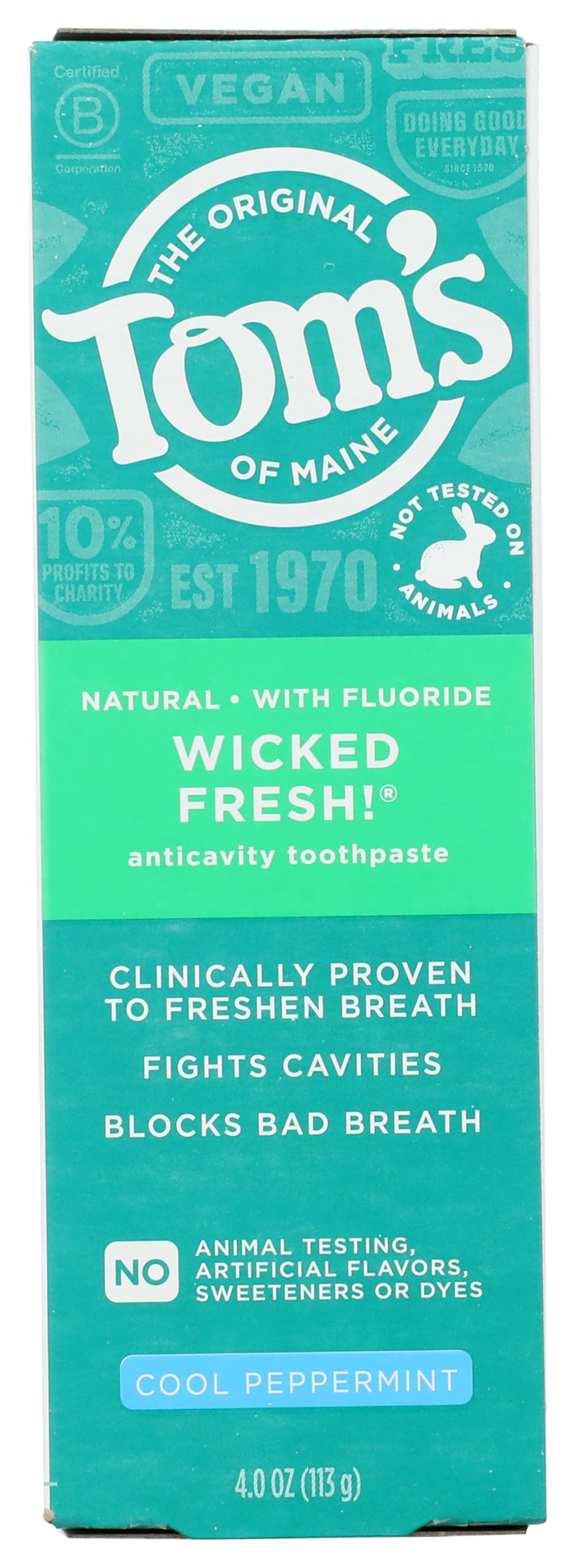 Toms of Maine Wicked Fresh Cool Peppermint AC toothpaste tube, 4 oz