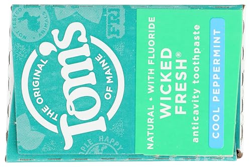 4 oz tube packaging of Toms of Maine Wicked Fresh toothpaste