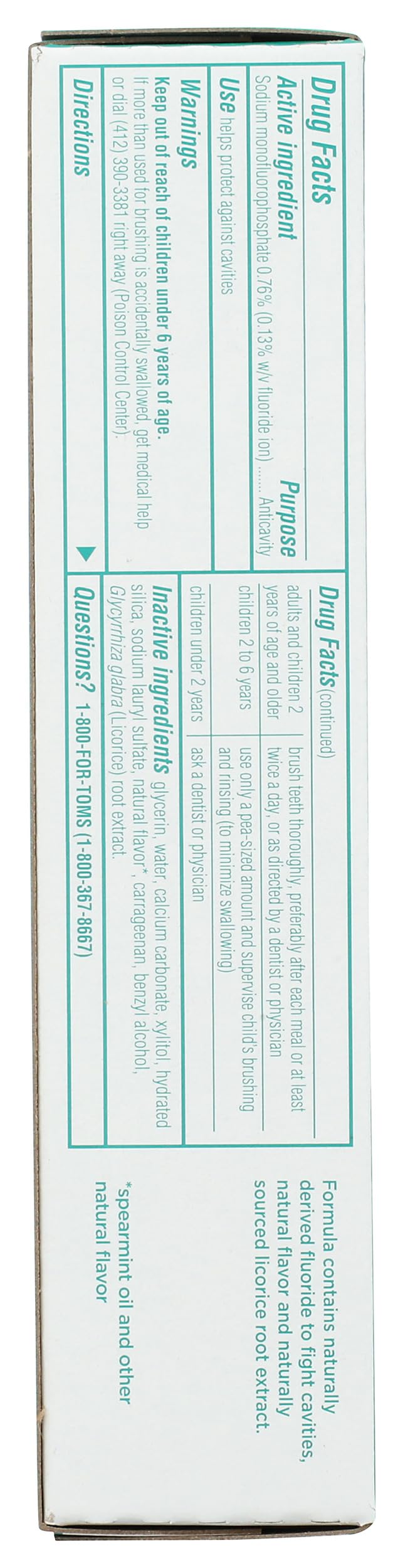 Spearmint flavor branding for Toms of Maine toothpaste