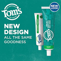 Close-up of Tom's of Maine Wicked Fresh toothpaste tubes