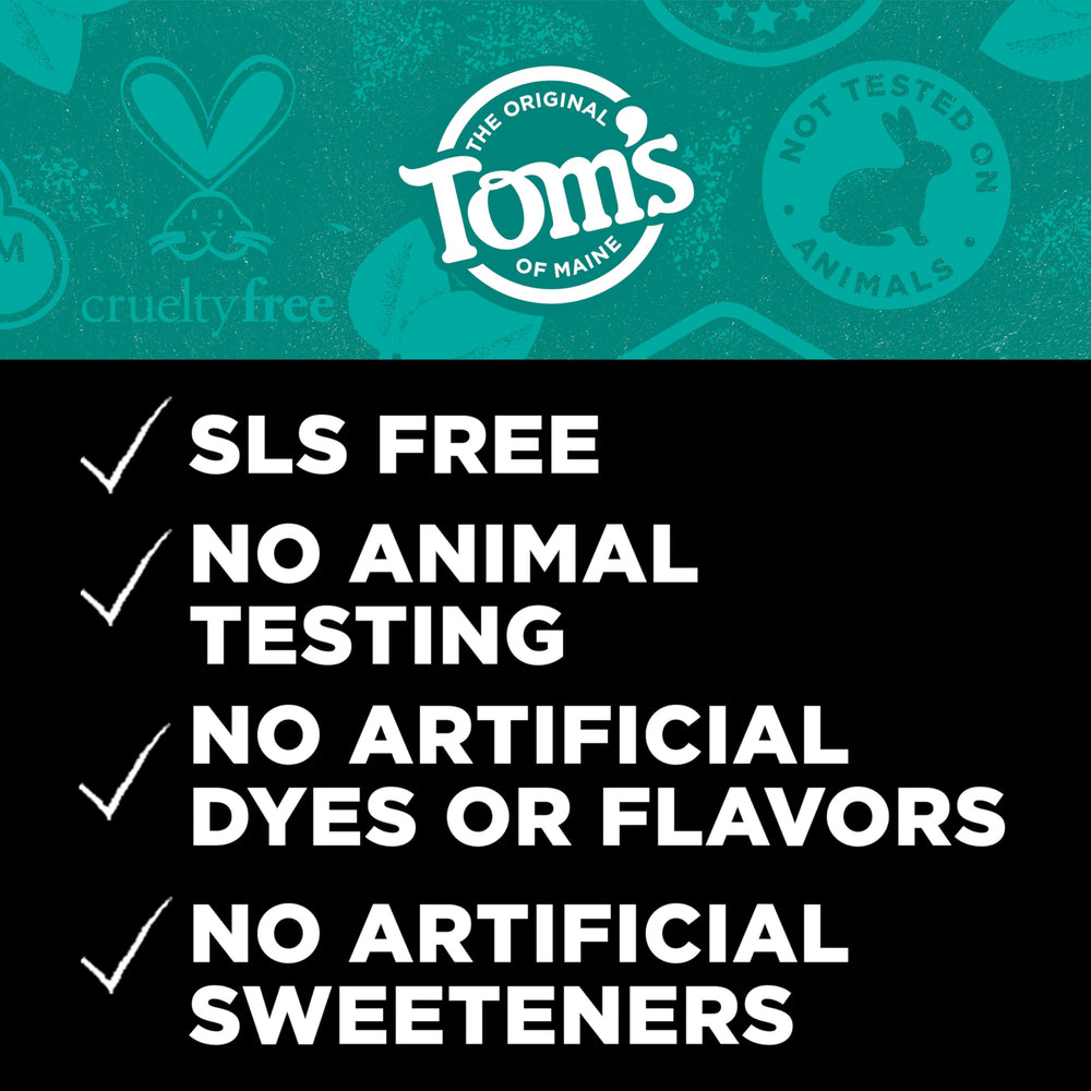 Side view of Tom's of Maine Activated Charcoal toothpaste 4.7 oz 3-pack