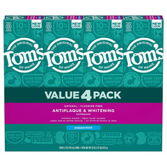 Close-up of Tom's of Maine fluoride-free toothpaste with peppermint flavor