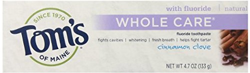Three-pack carton of Tom's of Maine Natural Whole Care Toothpaste