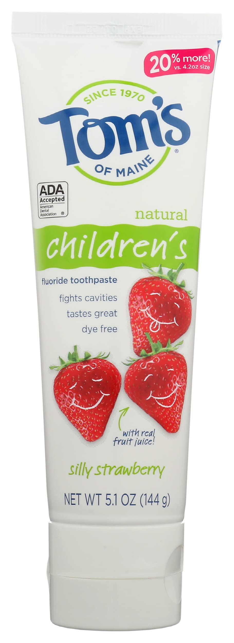 Tom's of Maine Silly Strawberry Anticavity Fluoride Children's Toothpaste 5.1 oz packaging