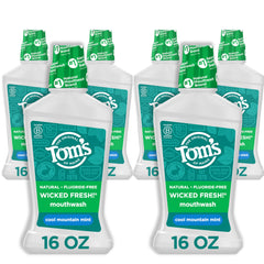 Six 16-ounce bottles of Tom's of Maine Wicked Fresh Natural Mouthwash in Cool Mountain Mint
