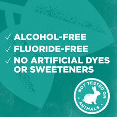 Fluoride-free and alcohol-free mouthwash description on bottle