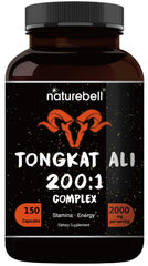 Tongkat Ali 200:1 Longjack extract from Indonesia, 2000mg per 3-capsule serving