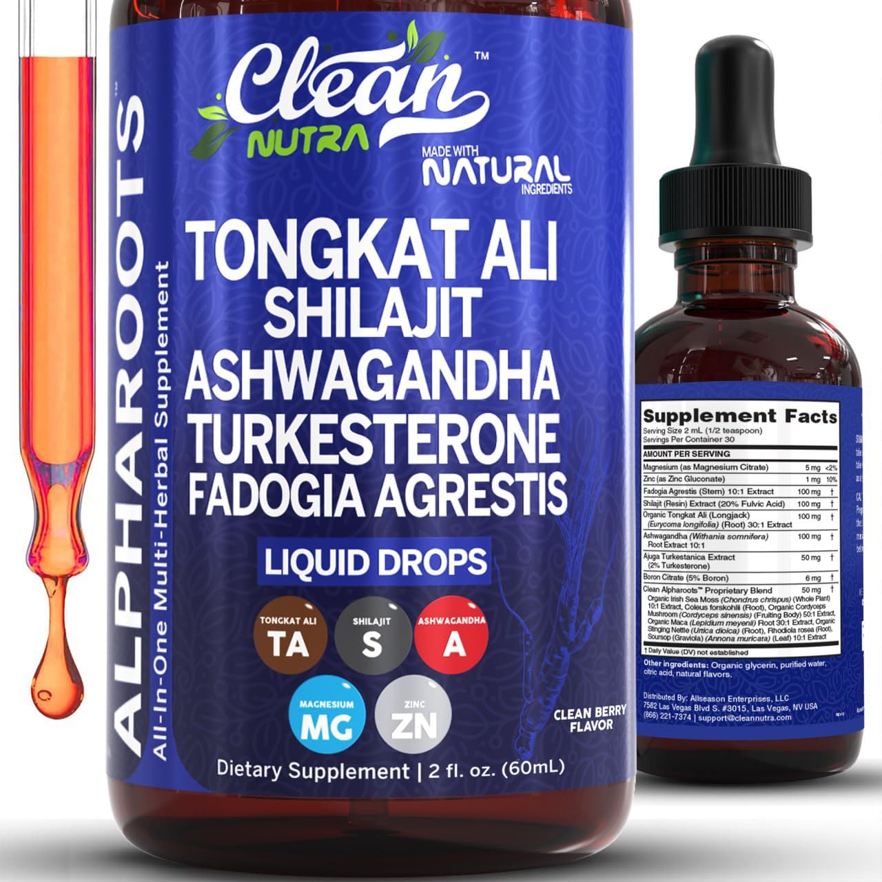 Tongkat Ali Liquid Drops bottle with dropper